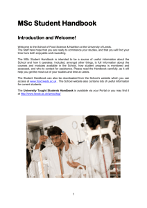 MSc Student Handbook - School of Food Science and Nutrition