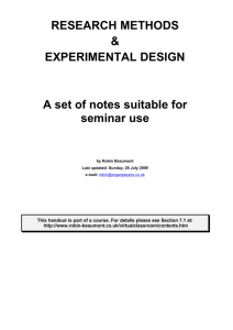 RESEARCH METHODS & EXPERIMENTAL DESIGN A set of notes