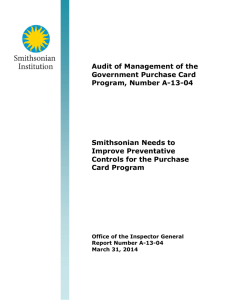 Audit of Management of the Government Purchase Card Program
