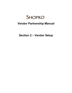 Vendor Partnership Manual Section 2 – Vendor Setup