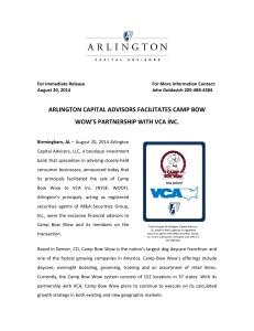 arlington capital advisors facilitates camp bow wow's partnership