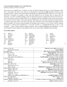 Level 1 Latin Word List - Centre for Medieval Studies
