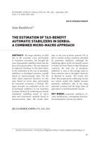 the estimation of tax-benefit automatic stabilizers in serbia