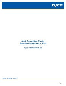 Audit Committee Charter Amended September 3, 2015 Tyco