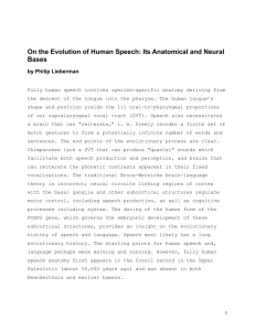 On the Evolution of Human Speech: Its Anatomical and Neural Bases