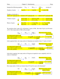 Notes Chapter 9 – Stoichiometry Notes Interpret the