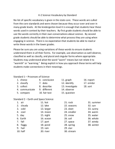 K-2 Science Vocabulary by Standard No list of specific vocabulary is