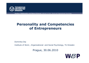 Personality and Competencies of Entrepreneurs
