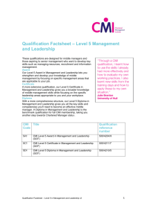 Qualification Factsheet – Level 5 Management and Leadership