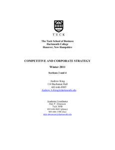 COMPETITIVE AND CORPORATE STRATEGY Winter 2011