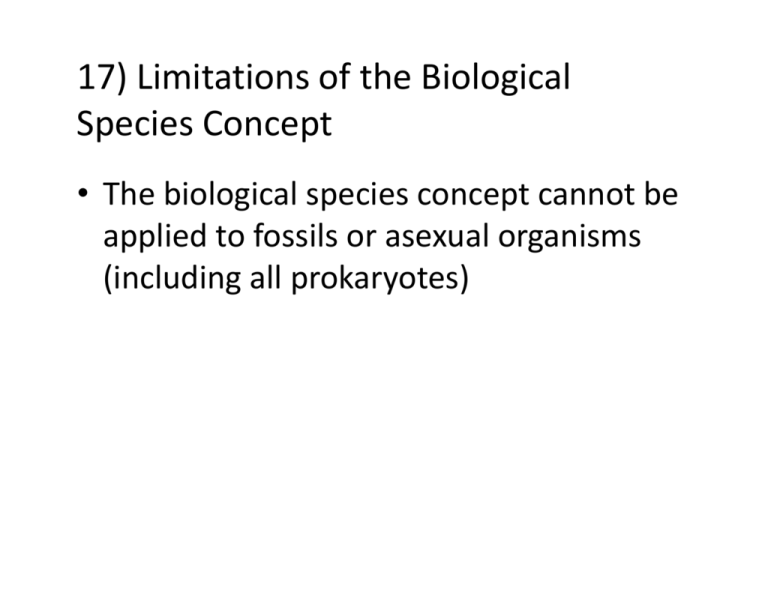 17) Limitations of the Biological Species Concept