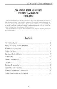 COLUMBUS STATE UNIVERSITY STUDENT HANDBOOK 2014-2015