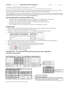 Solubility Rules Polyatomic Ions