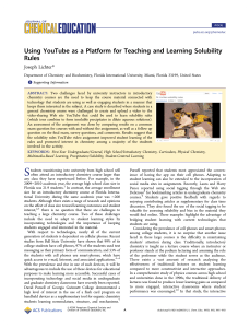 Using YouTube as a Platform for Teaching and Learning Solubility