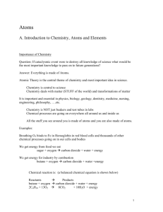 A. Introduction to Chemistry, Atoms and Elements