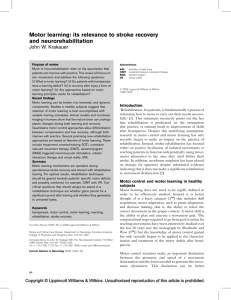 Motor learning: its relevance to stroke recovery and neurorehabilitation