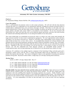 Astronomy 101: Solar System Astronomy, Fall 2015