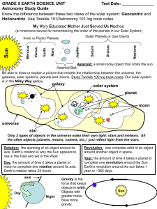 Test Date: GRADE 5 EARTH SCIENCE UNIT Astronomy Study