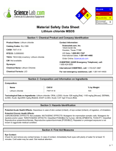 MSDS for Lithium chloride