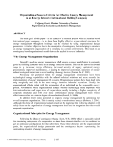 Organizational Success Criteria for Effective Energy Management in