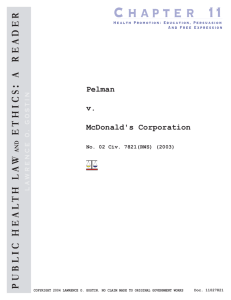Pelman v. McDonald's Corporation - the Centers for Law and the
