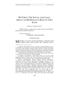 mctorts: the social and legal impact of mcdonald's role in tort suits