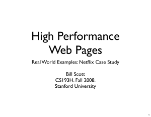 High Performance Web Pages