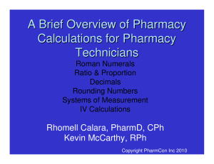 A Brief Overview Of Pharmacy Calculations For