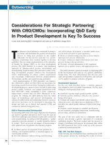 Considerations For Strategic Partnering With CRO/CMOs