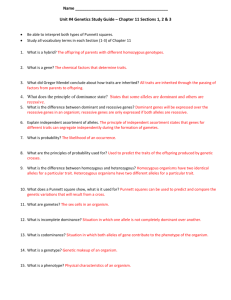 Unit #4 Genetics Study Guide – Chapter 11 Sections 1, 2 & 3 4