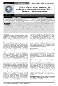 Effect of different nutrient sources on the production of plant growth