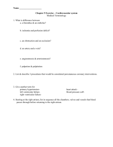 Name Chapter 5 Exercise – Cardiovascular system Medical