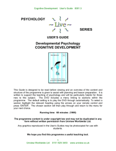 Developmental Psychology COGNITIVE DEVELOPMENT