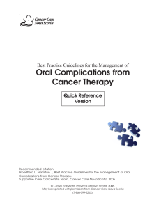 Oral Complications from Cancer Therapy