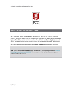 online & hybrid course syllabus example - PCC Online