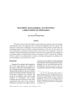 Teaching Managerial Accounting : A Discussion on Pedagogy