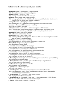 Medical Terms & Latin roots (prefix, stem & suffix)