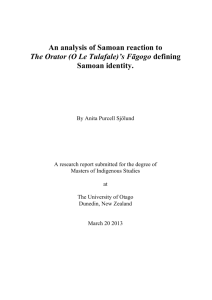 An analysis of Samoan reaction to The Orator (O Le