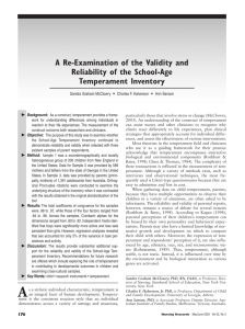 A Re-Examination of the Validity and Reliability of the School