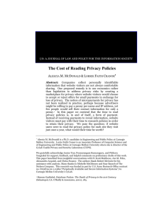 The Cost of Reading Privacy Policies
