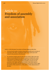 Article 11: Freedom of assembly and association