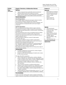 SCH4U Organic Chemistry: Collaborative Review Grade 12