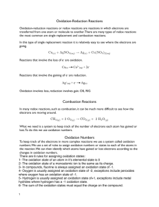 Oxidation-Reduction Reactions Combustion Reactions