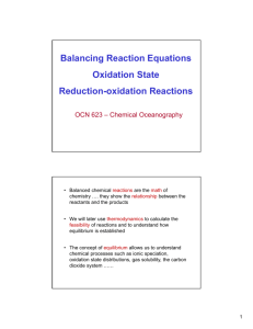 Balancing Reaction Equations Oxidation State Reduction