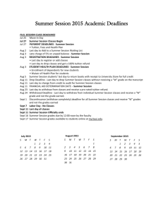 Summer Session 2015 Academic Deadlines
