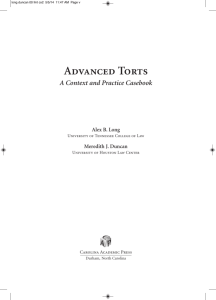 Advanced Torts - Carolina Academic Press