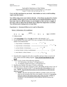 Nucleophilic Substitution of Alkyl Halides Experimental Procedures