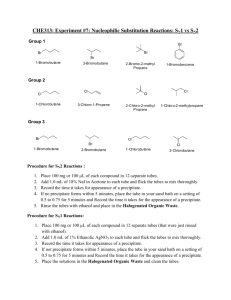 CHE313: Experiment #7: Nucleophilic Substitution Reactions: SN1