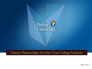 Library Partnerships for First Year College Students