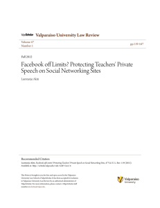 Facebook off Limits? Protecting Teachers' Private Speech on Social